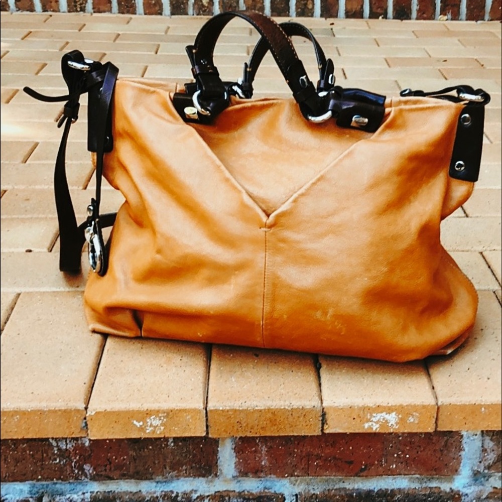 Francescobiasia oversized cross-body tan bag